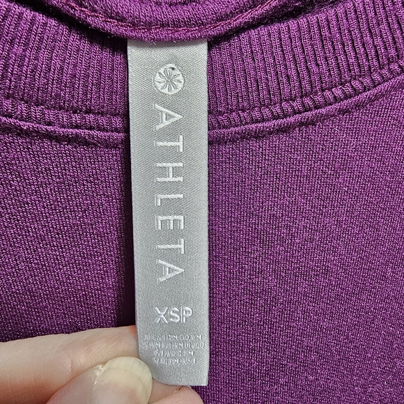 Athleta Women's Purple Mindset Tulip Hem Knit Sweatshirt Long Sleeve Size XSP. - Picture 4 of 7